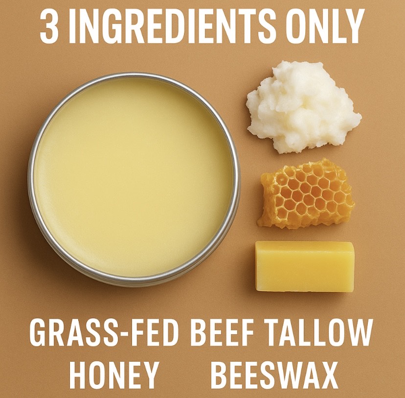 Beef Tallow Balm, combined with Beeswax and Honey